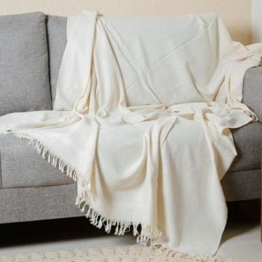 Imagem de Manta 3,00M x 1,80M Sofá King Grande Grossa Decoração Sala Protetora Decorativa Colcha Coberta (Branca Cru (3,00M x 1,80M))