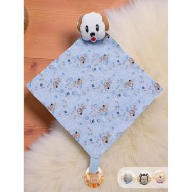 Imagem de Naninha De Bebê Com Prendedor De Chupeta Menina Menino(Cachorro Azul)