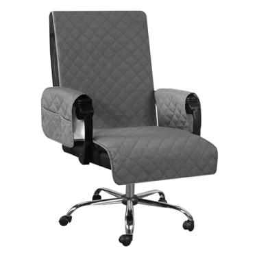 Imagem de kaimenhong Capa de cadeira de escritório à prova d'água com capas de apoio de braço, capa de cadeira reclinável, capas reclináveis antiderrapantes com bolso lateral, cadeira de computador de mesa de