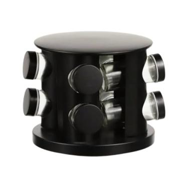 Imagem de Porta Temperos Condimentos Giratório 12 E 6 Potes De Vidro Com Tampa Dosadora Etiquetas (6 POTES)