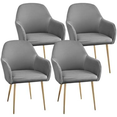 Imagem de 4 capas de cadeira de jantar curvadas, capa elástica para assento de sala de jantar, capa de cadeira de escritório com apoio de braço, capa minimalista para poltrona, protetor de cadeira para