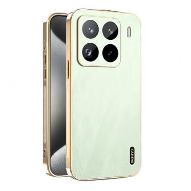 Imagem de Yarxiawin Capa de telefone para Motorola Moto Edge 60 Pro à prova de choque, textura de fio dourado para Motorola Edge 60 Pro, capa de silicone fina galvanizada preta de couro anti-impressão digital