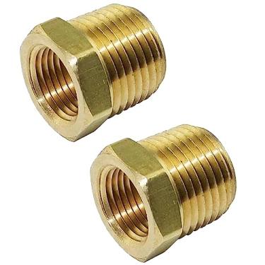 Imagem de TL TOOLEGIN 1/10.2 cm NPT macho x 1/20.3 cm NPT fêmea latão bucha redutor de latão adaptador de tubo mangueira bucha sextavada acessórios redutores de rosca 1200 PSI 2 peças
