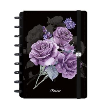 Imagem de Planner Iscool Disc 2026 Inteligente Datado Floriografia Preto Rosas Lavanda