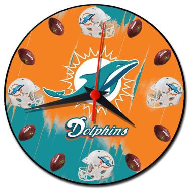 Imagem de Relógio de Parede Futebol Americano Decoração Miami Dolphins