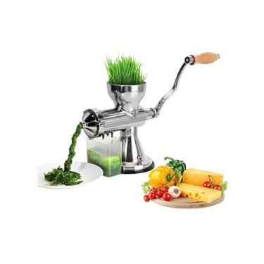 Imagem de Espremedor de frutas de aço inoxidável 304, espremedor manual de frutas com manivela para grama de trigo e verde folhoso, espremedor manual para aipo, couve, espinafre, salsa, romã, maçã, uva
