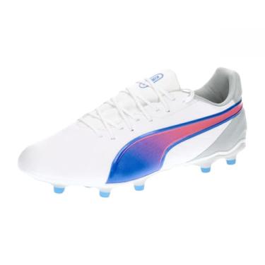 Imagem de PUMA Chuteira de futebol unissex King Match Fg/Ag, Puma Branco Bluemazing Flat Gray, 45 EU