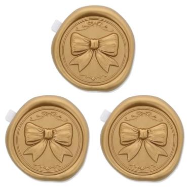 Imagem de Zaamwoyy Adesivos de lacre de cera para convites de casamento, 50 peças, selagem de cera vintage autoadesiva 3D para convite, envelopes, embrulho de presente, bronze dourado de Natal