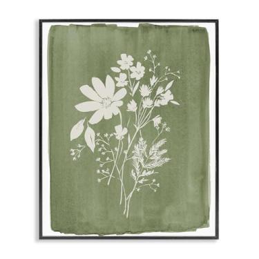 Imagem de Stupell Industries Flores silvestres em verde-oliva preto emoldurado, arte giclée, design por Stephanie Ryan, 76 x 61 cm