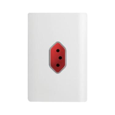 Imagem de Tomada 2p+t Vertical De 20 Ampères Vermelha Da Linha Novara - 1200-46 - Dicompel