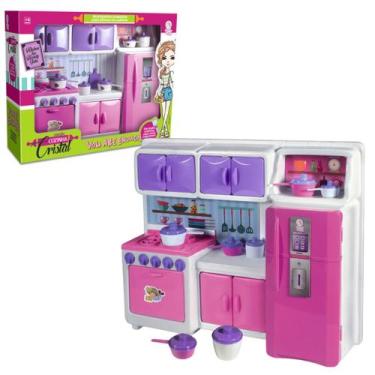 Imagem de Mini Cozinha Fogão Geladeira Armário Acessórios Brinquedo Faz de Conta