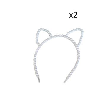Imagem de Kit 2un tiara gatinho de pérola para festa carinha de anjo