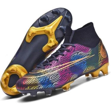 Imagem de Tênis de futebol masculinos de futebol com pontas longas, couro e borr