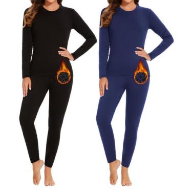 Imagem de Roupa íntima térmica NebukinEx para mulheres Long Johns 2 Sets