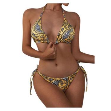 Imagem de Biquíni feminino cintura alta controle de barriga de duas peças maiô -