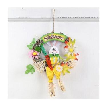 Imagem de O ornamento do feriado exibe stands coelhinho da páscoa guirlanda espa