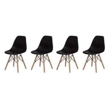 Imagem de Conjunto De Cadeiras Charles Eames Eiffel DSW Preto 4 Peças