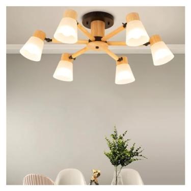 Imagem de - Lustre de vidro compatível com sala de estar, quarto, sala de jantar, cozinha, iluminação, lustres suspensos de teto E27, lâmpadas de lustre