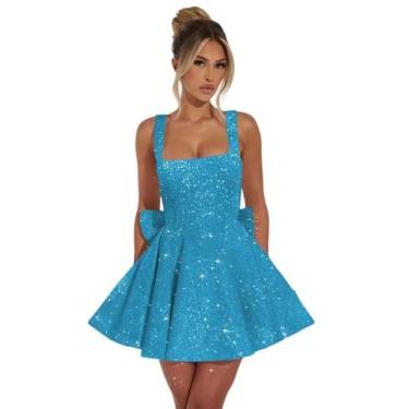 Imagem de Vestido de boas-vindas Dessiny Cute Ocean Blue com gola quadrada