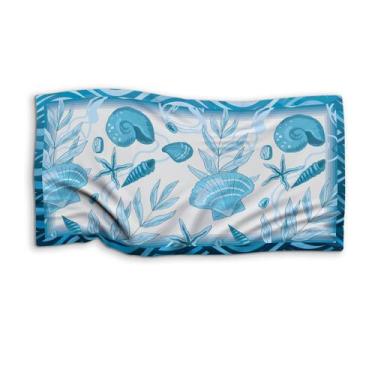 Imagem de Canga Saída de Praia Estampa Conchas Azul 125x70cm Bali - PRESENTE-BRI