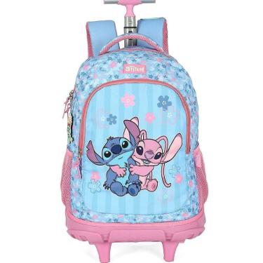 Imagem de Mochila de Rodinhas Com Alça Luxcel Stitch Angel Abraço Rosa