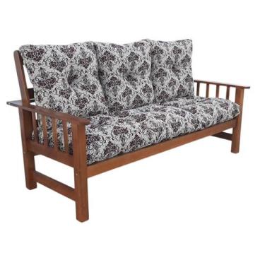Imagem de Sofá Cancún 3 Lugares de Madeira Banco Super Resistente C/ Almofadas E