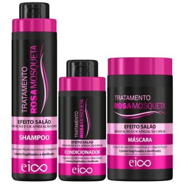 Imagem de Kit Eico Rosa Mosqueta Shampoo 800ml Condicionador 450ml Máscara 1Kg