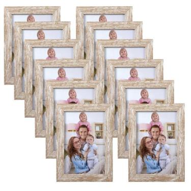 Imagem de Porta-retratos Giftgarden Distressed Beige White 4x6, conjunto de 12