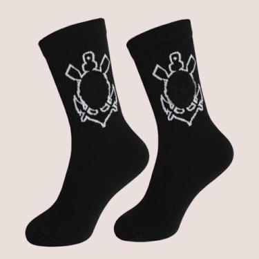 Imagem de Meia Corinthians Cp Cano Médio Masculina, Preto 02, U