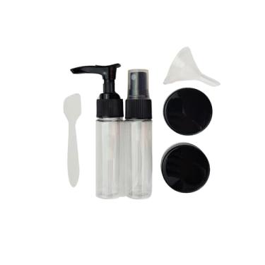 Imagem de Frascos para Viagem Kit 7 Peças com Estojo Transparente Ideal para Shampoo Condicionador Sabonte Líquido Cremes Hidratante com Funil para Encher Recipientes Cosméticos (ROSA)