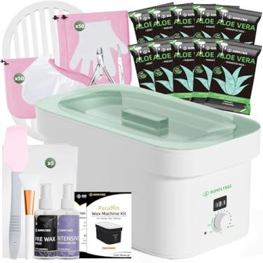 Imagem de BUMPLYBEE Máquina de cera de parafina branca para mãos e pés - Máquina de parafina de cera de mão de 7000 ml para mãos com 10 refis de banho de parafina de Aloe Vera, aquecedor de cera de parafina
