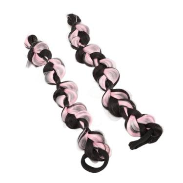 Imagem de Eujgoov Peruca Longa de Bolha Segura e Confortável Extensão de Rabo de Bolha, Penteado Elegante para Mulheres Meninas, Cabelo Diário de Alta Temperatura de Cabelo Sintético (Marrom preto rosa)