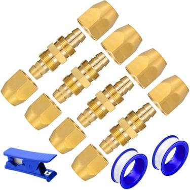 Imagem de Breezliy 2 peças de emenda de mangueira reutilizável de latão para mangueira de identificação de 1/10.2 cm, 1/10.2 cm + 1 peça de cortador de mangueira de ar para reparo de mangueira (4 peças 1/10.2