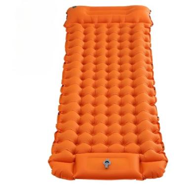 Imagem de Colchão Inflável Camping 190cm Com Travesseiro Almofada De Viagem,Bomba Embutida (Laranja-195CM)