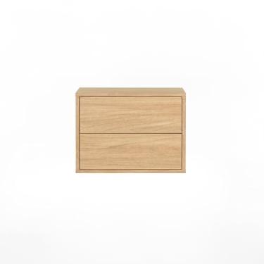 Imagem de Mesa de Cabeceira Suspensa Har 2 Gavetas - 45 cm x 35 cm - Tauari/Telinha Rattan Tauari