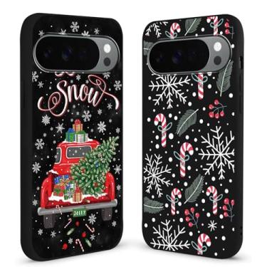 Imagem de Yomjew Pacote com 2 capas de celular Merry Christmas para Google Pixel 10 Pro XL 17,3 cm, linda árvore de Natal, carro, caminhão, doces, capa de presente para decoração à prova de choque, capa de