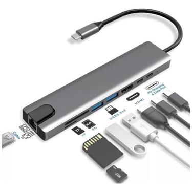 Imagem de BDNET, Adaptador Hub Para Macbook Air M1 M2 8 Em 1 Usb-c Hdmi 4k