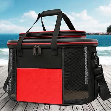 Imagem de Generic Transportador de Rolamento para Gatos, Estojo Portátil para Carrinho de Animais de Estimação, Gancho Anti-descolamento Respirável para Viagens (Vermelho)