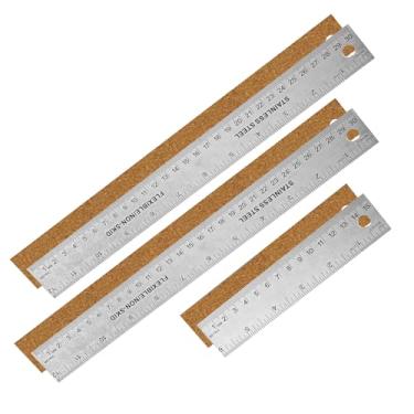 Imagem de Generic 3 réguas de metal com suporte de cortiça, aço inoxidável, 15 cm e 30 cm