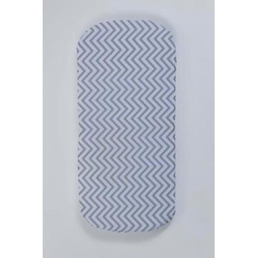 Imagem de Colchonete para Carrinho de Bebê Oval Chevron cinza com branco Espuma 