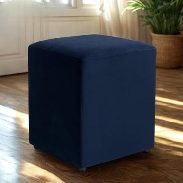 Imagem de Puff quadrado em MDF e Estofado em Veludo suporta até 150kl(Azul marinho)