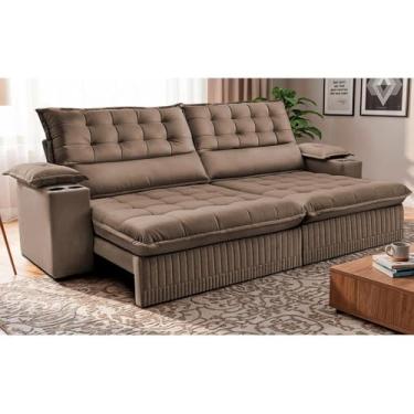 Imagem de Sofá Retrátil e Reclinável 2,80m Molas Ensacadas Dream Velusoft Castor Cama Inbox