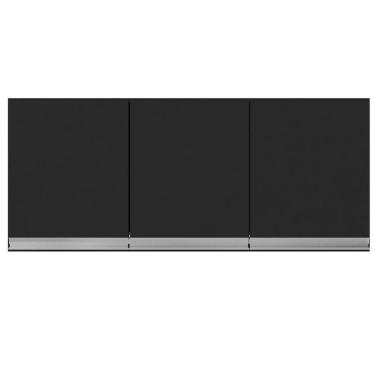 Imagem de Armário Aéreo Cozinha 3 Portas 120 Cm Preto Fosco