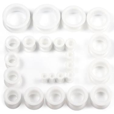 Imagem de Kridzisw 10G - 25 mm alargadores de orelha de silicone de alta elasticidade alargadores de alargamento duplo flexível alargador kit de alongamento alargador para mulheres homens preto transparente