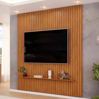 Imagem de Painel Ripado Para TV 75 Pol Sala Quarto 223x240cm Lexa D05 Freijó - L