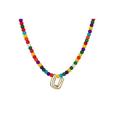 Imagem de WomenGifts Colares com inicial bolha para mulheres modernos, delicados e coloridos feitos à mão, joias para meninas adolescentes, colar com pingente de letra A a Z, presentes de aniversário para ela