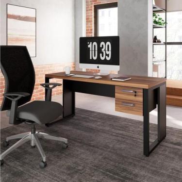 Imagem de Escrivaninha Mesa Escritório Diretor Retangular com Gaveteiro Suspenso