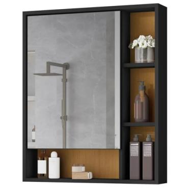 Imagem de Armário Banheiro com Espelheira Porta (Preto com Nature)