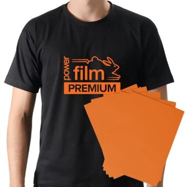 Imagem de Filme de Recorte Power Film Premium Laranja A4 – 10 Folhas Vinil HTV Termocolante para Tecido - Termotransfer para Plotter de Recorte