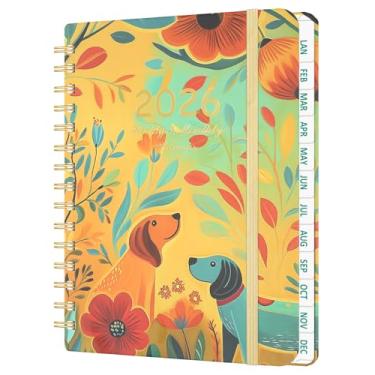 Imagem de Agenda semanal e mensal 2026 - agenda diária com abas, encadernação dupla, bolso traseiro, material para professores de escola, A5 (16 cm x 21,6 cm) (cachorro)
